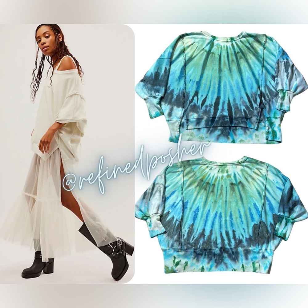 Free People We the Free Camden Sweater size XS NEW Grey Opal Tie Dye